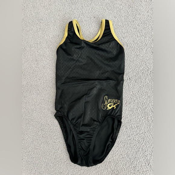 GK Black and Gold Kids Leotard - Picture 1 of 2